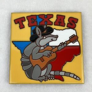 Earthtones Hand Glazed Decorative Art Tile Texas Armadillo 6” x 6” Cuerda Seca